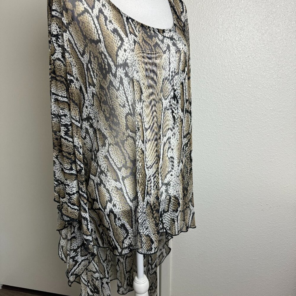 Cha Cha Vente Top Poncho Tunic Cover Up Mash Piton Snake Print Size M